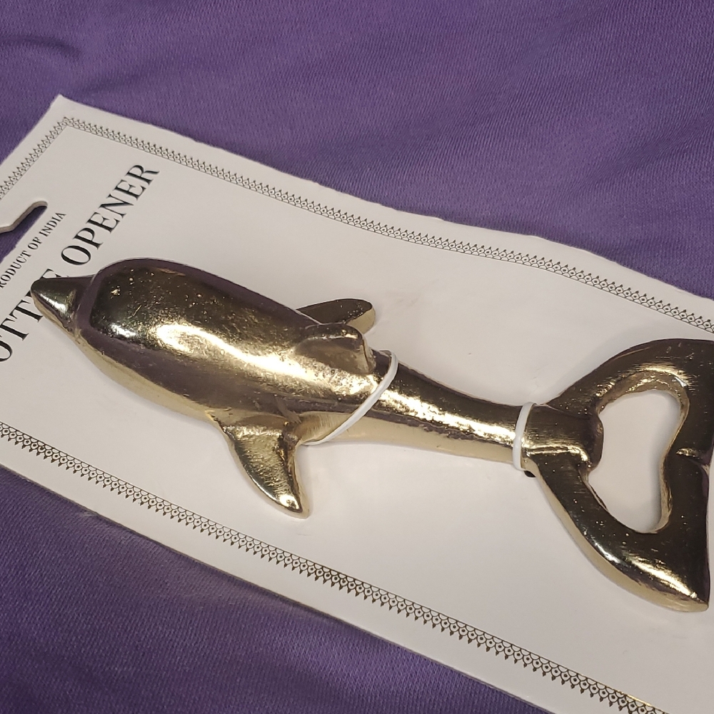 Gold Tone Dolphin Bottle Opener